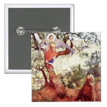 Saint Francis with Angel Button