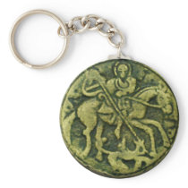SAINT GEORGE AND DRAGON MEDALLION KEYCHAINS