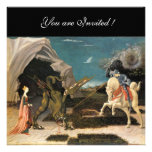 SAINT GEORGE AND THE DRAGON,brown ,blue red black Custom Invites