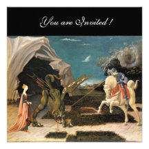 SAINT GEORGE AND THE DRAGON,brown ,blue red black Custom Invites