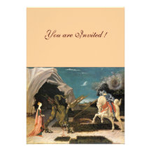 SAINT GEORGE AND THE DRAGON,brown ,blue red pink Personalized Invite
