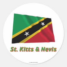 Saint Kitts and Nevis Waving Flag with Name Sticker