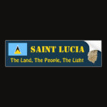 Saint Lucia Flag Map Text Bumper Sticker