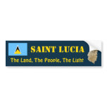 Saint Lucia Flag and Map Bumper Sticker