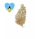 Saint Lucia Flag Heart + Map Fitted AA T-Shirt