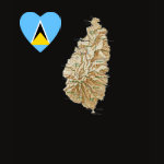 Saint Lucia Flag Heart Map Fitted AA T-Shirt