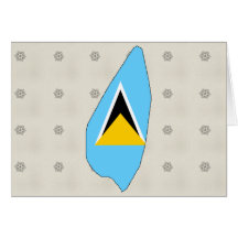 Saint Lucia Flag Map full size Greeting Cards