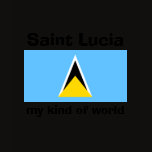 Saint Lucia Flag + Map + Text T-Shirt
