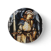 Saint Michael (stained glass) by Burne Jones Buttons