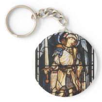 Saint Michael (stained glass) by Burne Jones Keychains