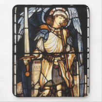 Saint Michael (stained glass) by Burne Jones Mousepad