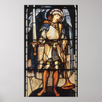 Saint Michael (stained glass) by Burne Jones Posters