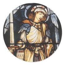Saint Michael (stained glass) by Burne Jones Round Stickers