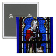 Saint Nicholas Blessings Stained Glass Pinback Buttons