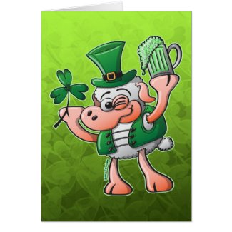 Saint Paddy's Day Sheep Drinking Beer card