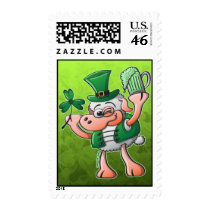 Saint Paddy's Day Sheep Drinking Beer Postage