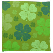 Saint Patrick Day Lucky Green Four Leaf Clovers Printed Napkin
