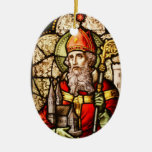Saint Patrick Image on Stained Glass Christmas Tree Ornaments