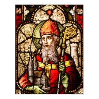 Saint Patrick Image on Stained Glass Postcards