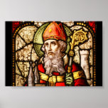 Saint Patrick Vintage Stained Glass Image Print