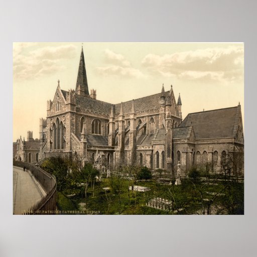 Saint Patrick's Cathedral Dublin, Antique Print
