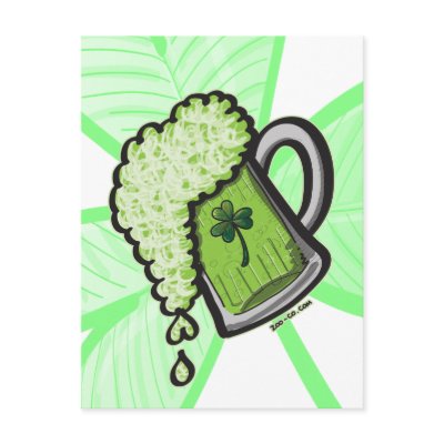 Saint Patrick's Day Glass of Beer Postcards by ZoocoDrawingLounge