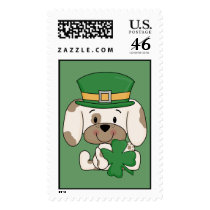 Saint Patrick's Day Pup Postage Stamp