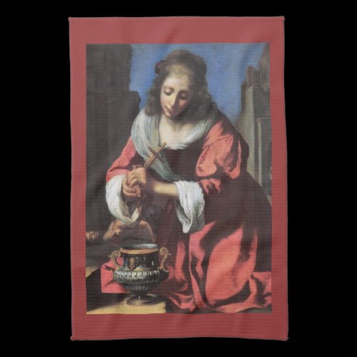 Saint Praxedis by Johannes Vermeer Kitchen Towels