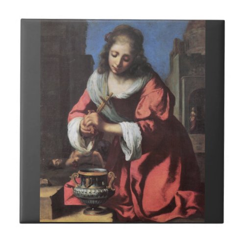 Saint Praxedis by Johannes Vermeer Tiles