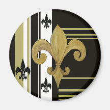 Saints Black and Gold Fleur de lis Fridge Magnets