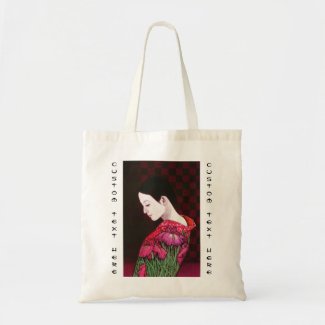 Saito Kaoru Japanese Iris japanese lady kimono art Bags