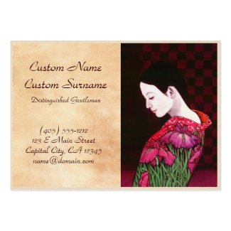 Saito Kaoru Japanese Iris japanese lady kimono art Business Card Templates