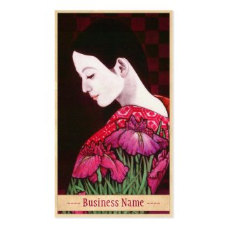 Saito Kaoru Japanese Iris japanese lady kimono art Business Cards