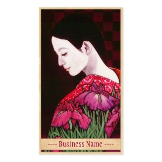 Saito Kaoru Japanese Iris japanese lady kimono art Business Cards