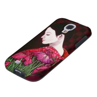 Saito Kaoru Japanese Iris japanese lady kimono art Samsung Galaxy S4 Cases