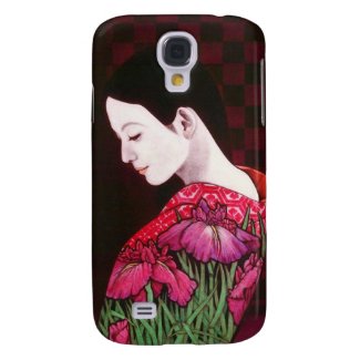 Saito Kaoru Japanese Iris japanese lady kimono art Samsung Galaxy S4 Cases