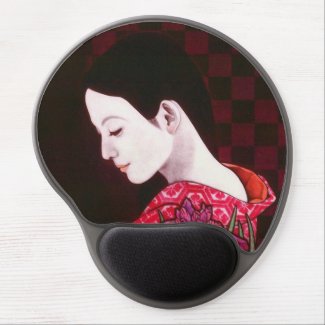 Saito Kaoru Japanese Iris japanese lady kimono art Gel Mousepads