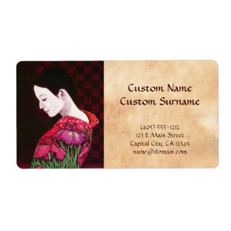 Saito Kaoru Japanese Iris japanese lady kimono art Personalized Shipping Labels