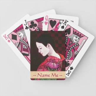Saito Kaoru Japanese Iris japanese lady kimono art Poker Cards