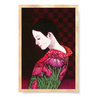 Saito Kaoru Japanese Iris japanese lady kimono art Poster