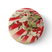 Sake for a Samurai Vintage Woodblock Print Pin