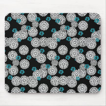 Sakura black tiffany blue flowers floral pattern mousepad