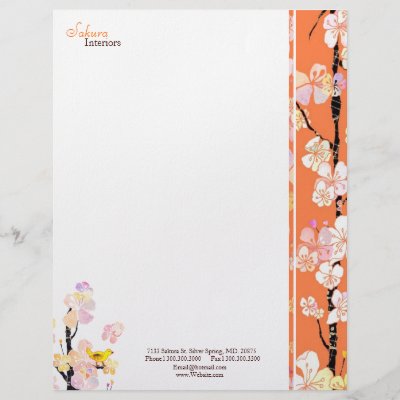 Business Cards  Letterhead on Sakura Business Letterhead From Zazzle Com