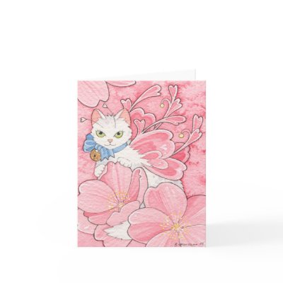 Sakura Fairy Cat notecard by bmoussart