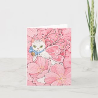 Sakura Fairy Cat notecard card
