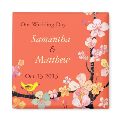 Sakura Save the Date Wedding Invitation Magnet