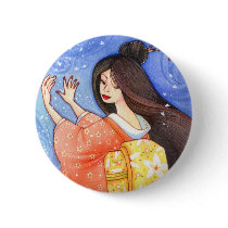 Sakura Shower Button, Geisha Kimono Art by artbyamandarobbins Sakura Shower Button, Geisha Kimono Art