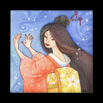 Sakura Shower Magnet, Geisha Kimono Art