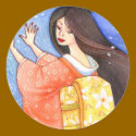 Sakura Shower Sticker, Geisha Kimono Art