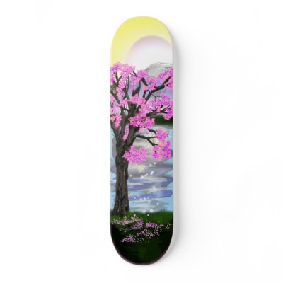 sakura skateboard deck by wolffreeborn